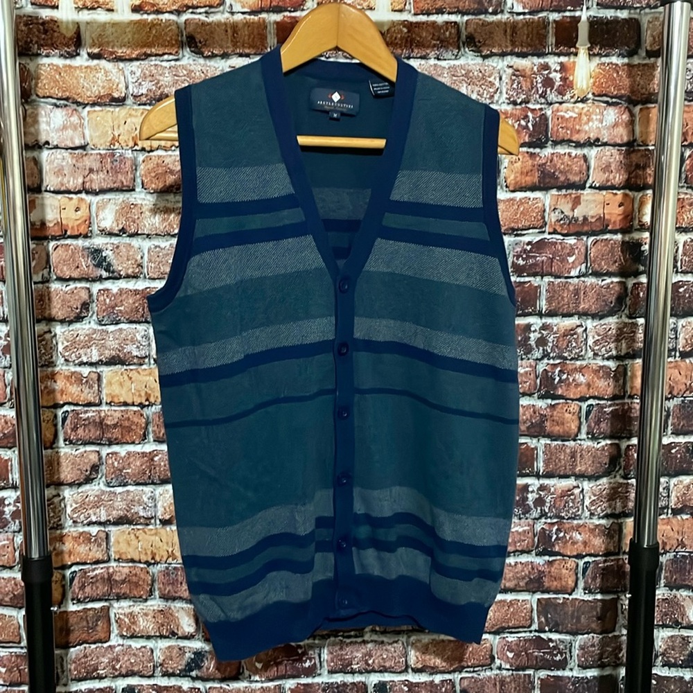 Argyleculture Russell Simmons Men's sweater Vest medium preppy cotton cardigan